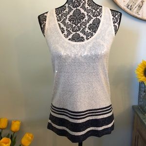 J.Crew Sequin Tank Top Cami Navy Blue Ivory Cream Size Small S